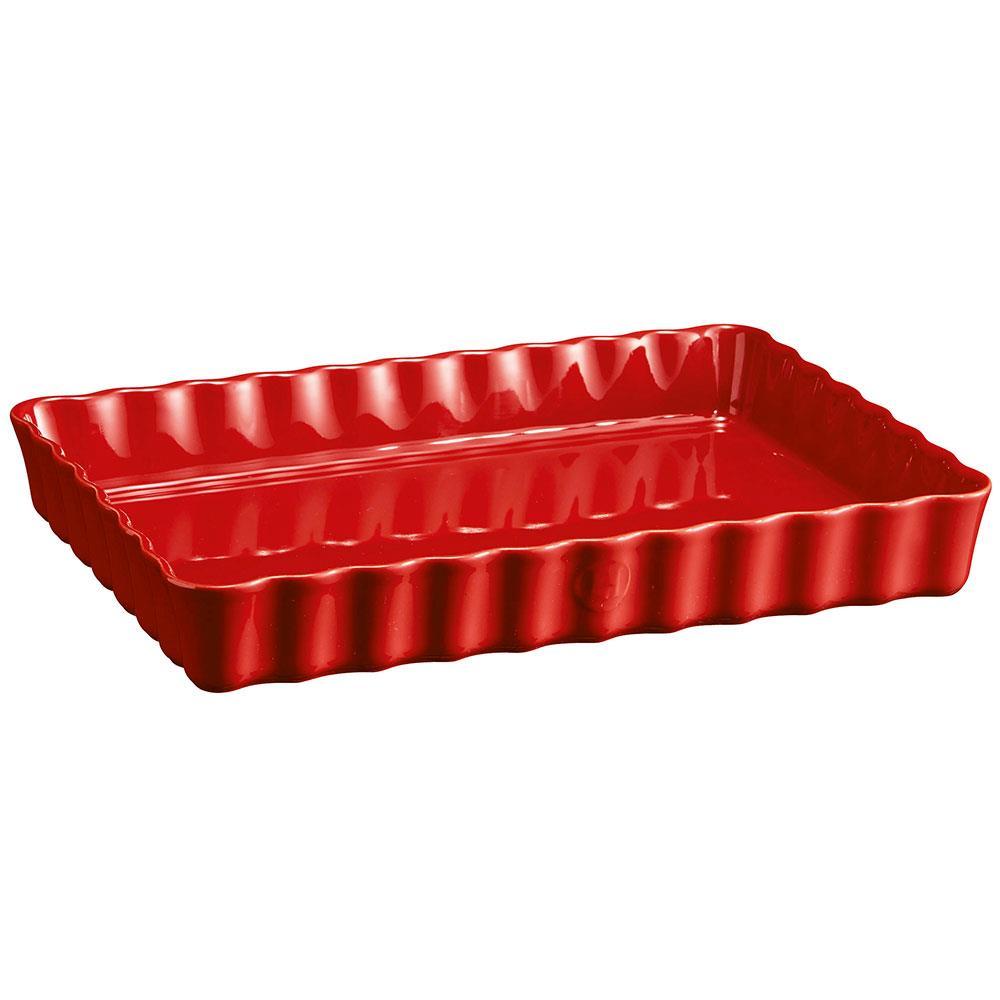 Travessa Retangular Canelada Emile Henry em Cerâmica 24x34 cm - Vermelha - 1