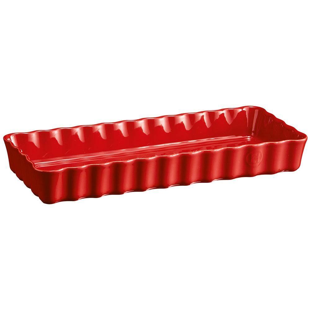 Travessa Retangular Canelada Emile Henry em Cerâmica 15x36 cm - Vermelha - 1