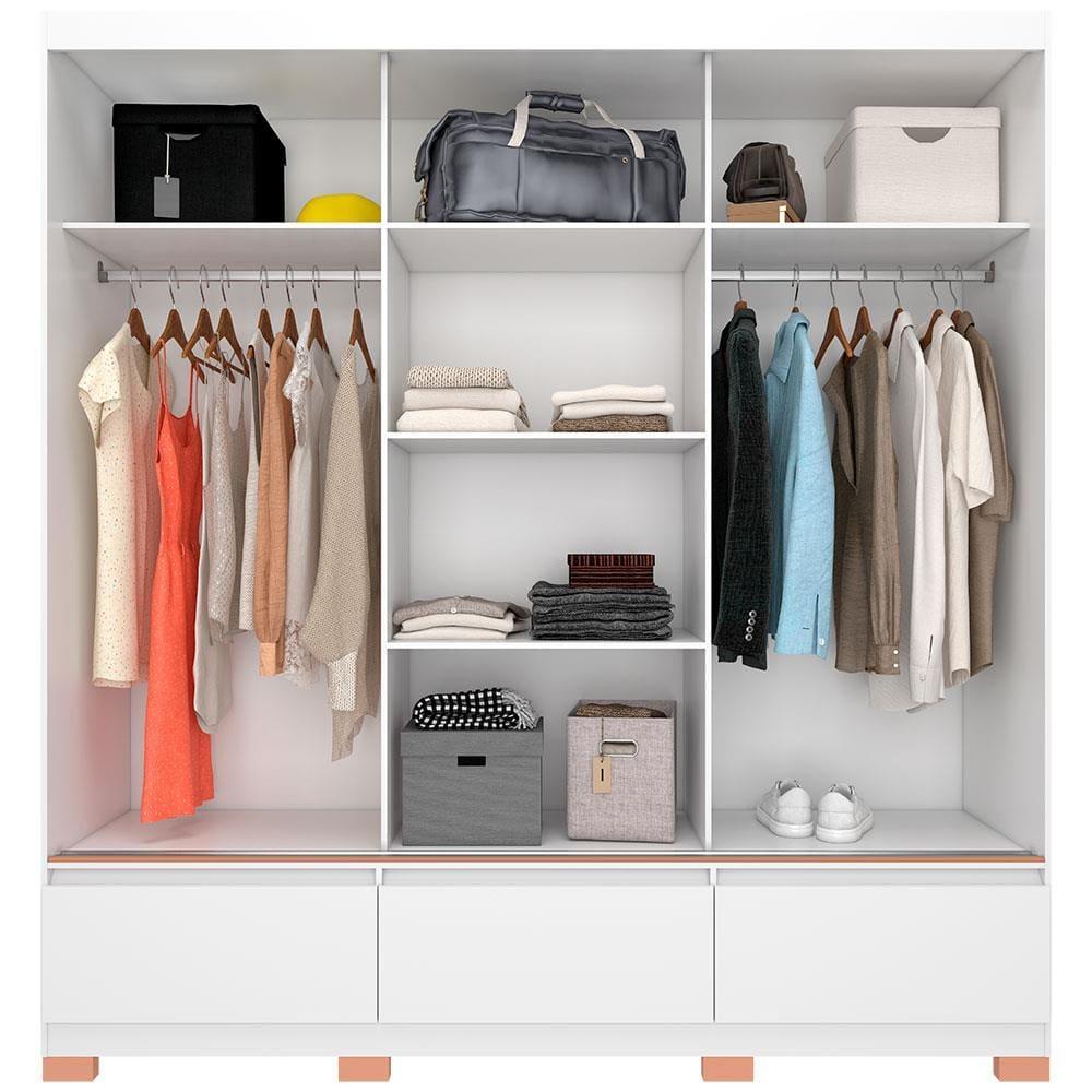Guarda-Roupa Bartira Monza com 3 Portas de Correr e 3 Gavetas - 199,8cm de largura - 7