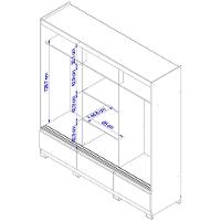 Guarda-Roupa Bartira Monza com 3 Portas de Correr e 3 Gavetas - 199,8cm de largura - 9