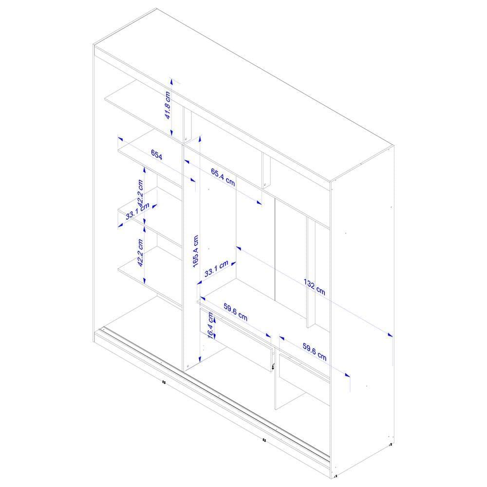 Guarda-Roupa Bartira Paris com Espelho, 3 Portas de Correr e 2 Gavetas - 4