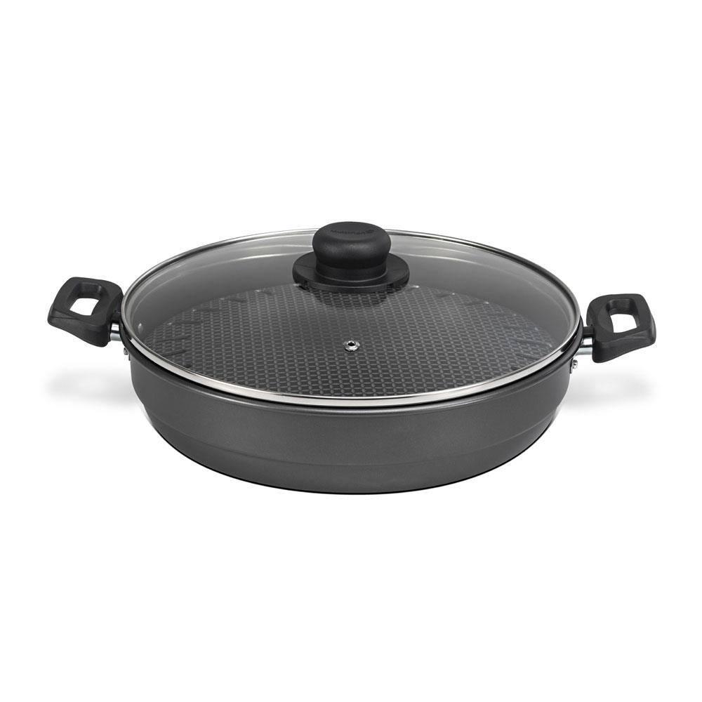 Caçarola Churrasqueira Multiflon Antiaderente com Tampa de Vidro - 28cm - 2