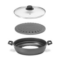 Caçarola Churrasqueira Multiflon Antiaderente com Tampa de Vidro - 28cm