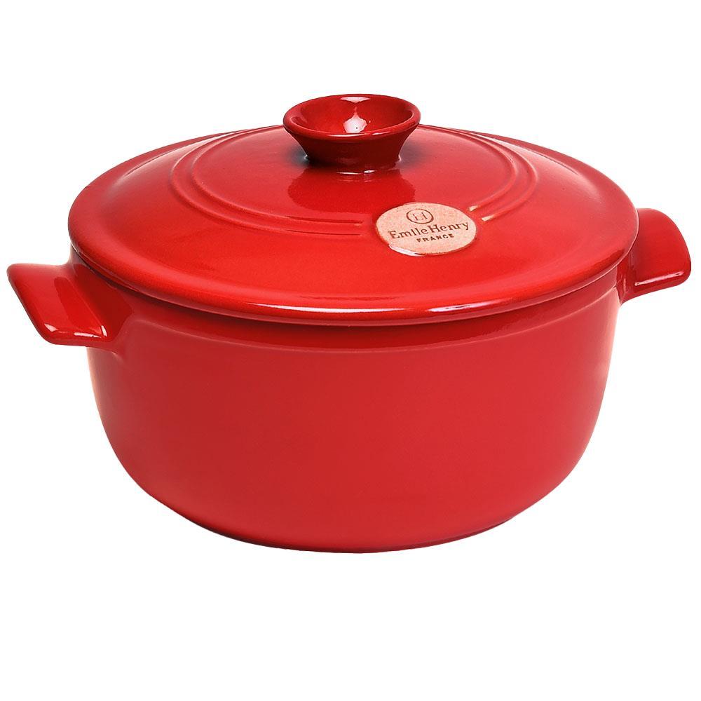 Caçarola com Tampa 2,5 L Emile Henry em Cerâmica Vermelha - 22 cm - 1