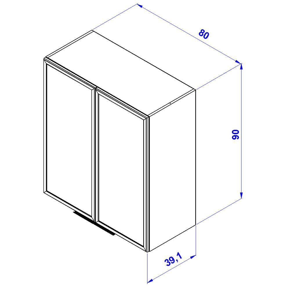 Armário Aéreo Bartira Cristal MDP 15mm com 2 Portas com Vidro e 2 Prateleiras - 80cm de largura - 8