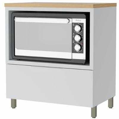 Balcão Nesher Marquesa em MDF 15mm com Nicho para Micro-ondas, 1 Gaveta e 1 Prateleira - 80cm de largura