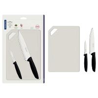 Conjunto de Facas e Tábua de Corte Tramontina Plenus em Aço Inoxidável - Preto - 3 Peças - 1