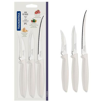 Conjunto de Facas Tramontina Plenus em Aço Inox e Polipropileno - Off-White - 3 Peças