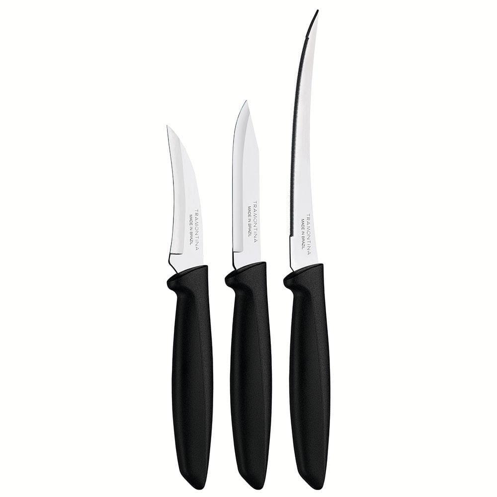 Conjunto de Facas Tramontina Plenus em Aço Inox e Polipropileno - Preto - 3 Peças - 2
