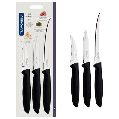 Conjunto de Facas Tramontina Plenus em Aço Inox e Polipropileno - Preto - 3 Peças