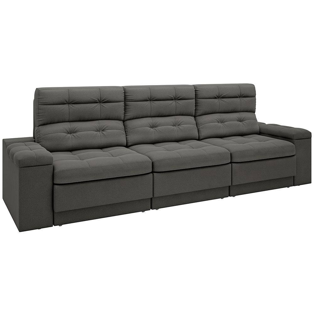 Sofá Retrátil Reclinável 4 Lugares DDS Next Brunello com Almofadas Fixas, Revestimento Velosuede e Espuma D26 - 230cm de largura - 2