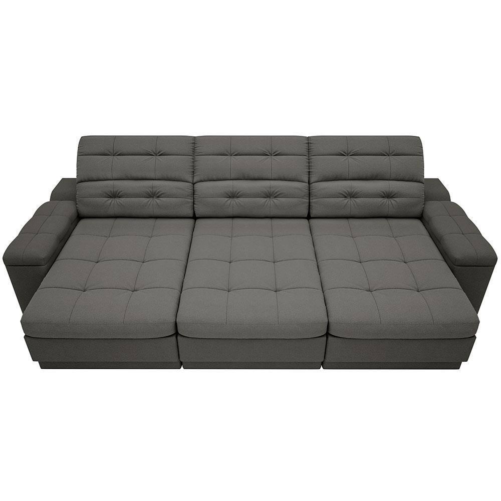 Sofá Retrátil Reclinável 4 Lugares DDS Next Brunello com Almofadas Fixas, Revestimento Velosuede e Espuma D26 - 230cm de largura - 5