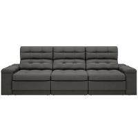 Sofá Retrátil Reclinável 4 Lugares DDS Next Brunello com Almofadas Fixas, Revestimento Velosuede e Espuma D26 - 230cm de largura - 1