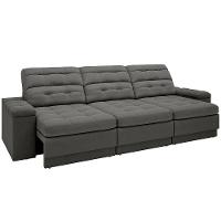 Sofá Retrátil Reclinável 4 Lugares DDS Next Brunello com Almofadas Fixas, Revestimento Velosuede e Espuma D26 - 230cm de largura - 3