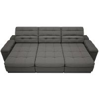 Sofá Retrátil Reclinável 4 Lugares DDS Next Brunello com Almofadas Fixas, Revestimento Velosuede e Espuma D26 - 230cm de largura - 5