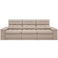 Sofá Retrátil Reclinável 4 Lugares DDS Next Brunello com Almofadas Fixas, Revestimento Velosuede e Espuma D26 - 230cm de largura - 1