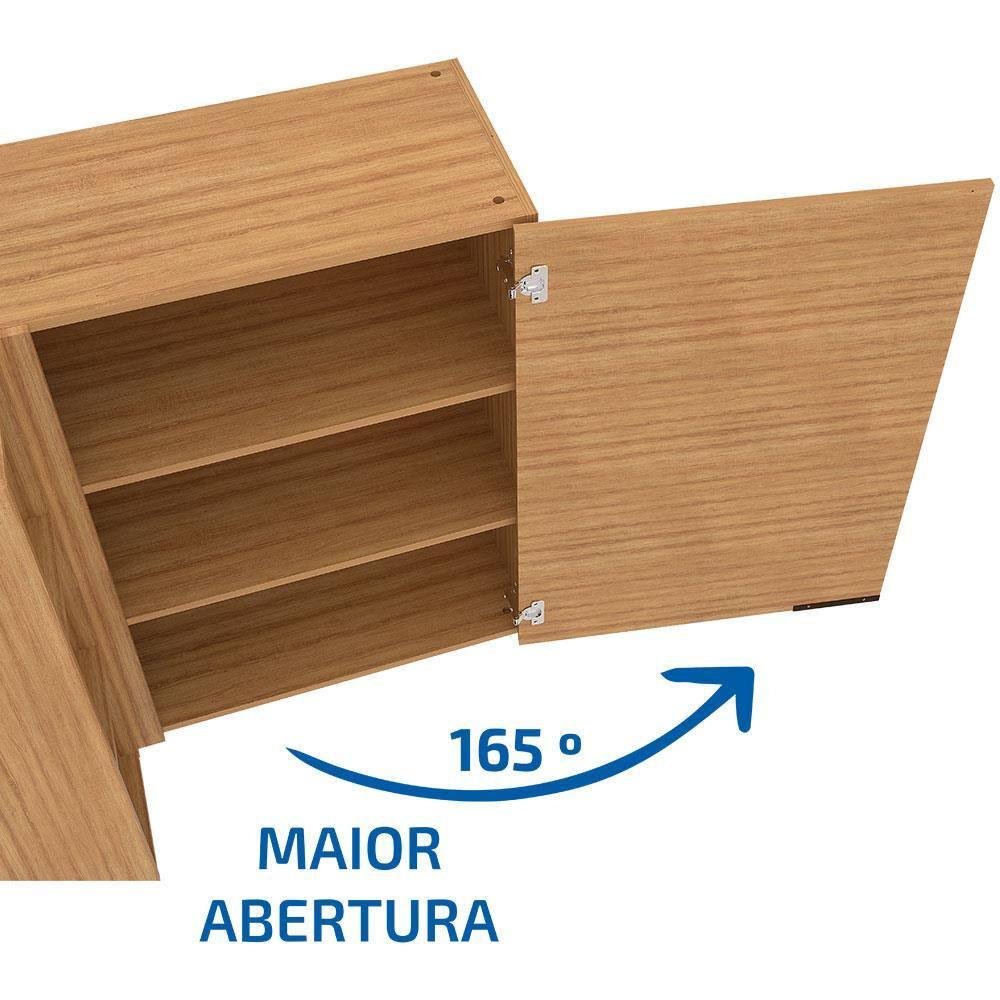 Armário Aéreo de Canto Bartira Cristal MDP 15mm com 1 Porta e 2 Prateleiras - 101,8cm de largura - 4