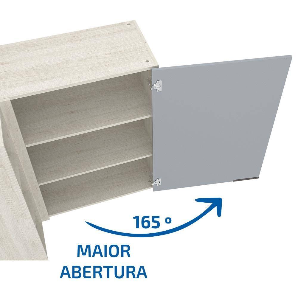 Armário Aéreo de Canto Bartira Cristal MDP 15mm com 1 Porta e 2 Prateleiras - 101,8cm de largura - 4