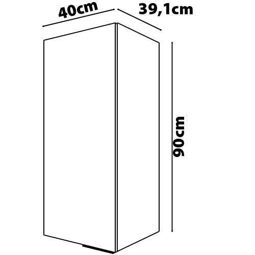 Armário Aéreo Bartira Cristal MDP 15mm com 1 Porta e 2 Prateleiras - 40cm de largura - 9