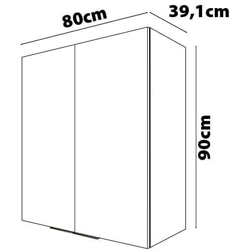 Armário Aéreo Bartira Cristal MDP 15mm com 2 Portas e 2 Prateleiras - 80cm de largura - 9