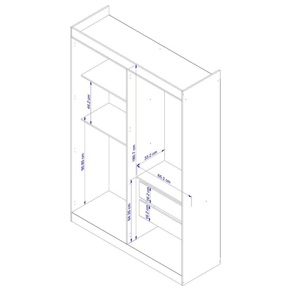 Guarda-Roupa Bartira Ville com 4 Portas, 2 Gavetas e 2 Prateleiras - 134cm de largura - 5