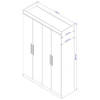 Guarda-Roupa Bartira Ville com 4 Portas, 2 Gavetas e 2 Prateleiras - 134cm de largura