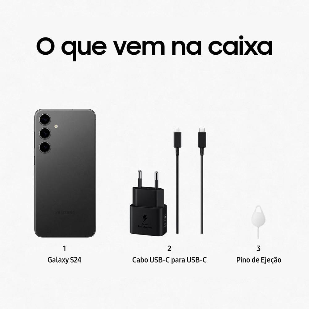 Smartphone Samsung Galaxy S24 5G Preto 256GB, Tela 6.2", 8GB RAM, Inteligência Artificial, IP68, Processador Exynos 2400, Câmera Tripla Traseira - 10