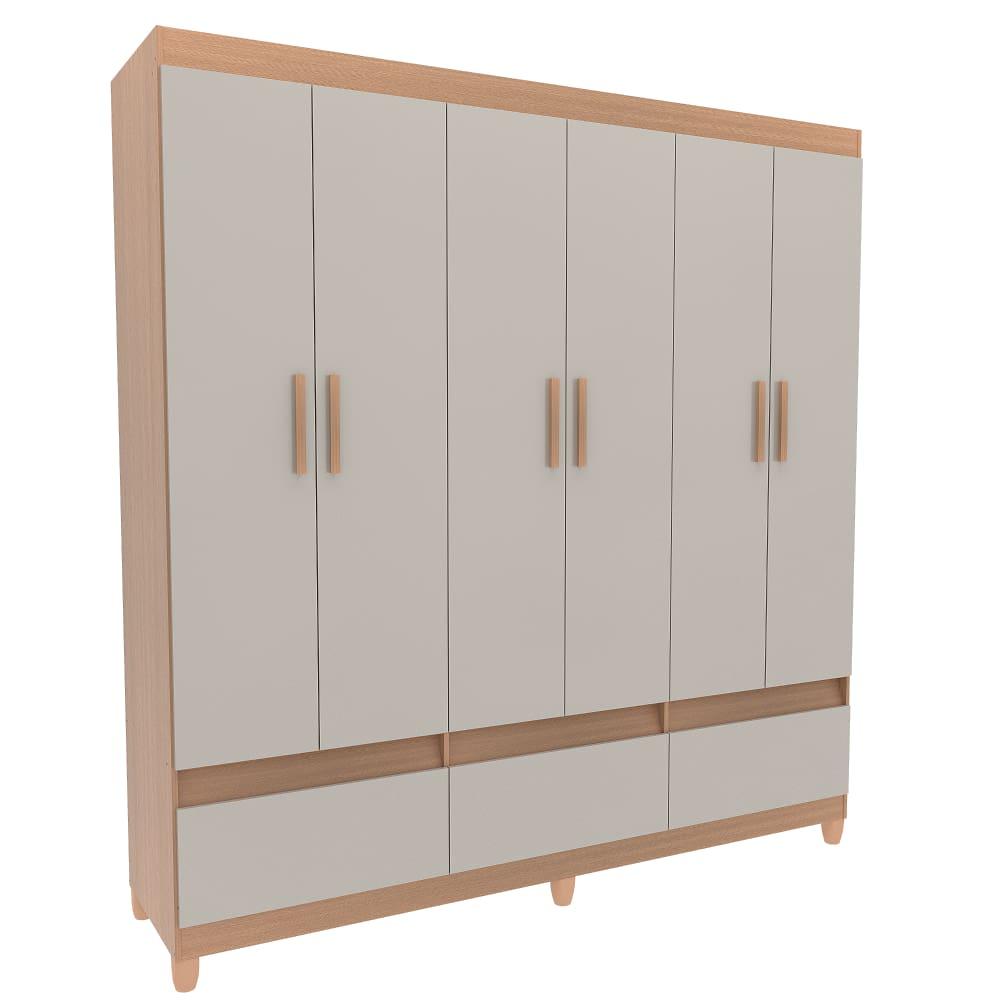 Guarda-Roupa Bartira Ilhéus com Cabideiro, 6 Portas de Bater, 3 Gavetas e 180cm de Largura - 3