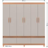Guarda-Roupa Bartira Ilhéus com Cabideiro, 6 Portas de Bater, 3 Gavetas e 180cm de Largura - 9