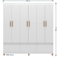 Guarda-Roupa Bartira Ilhéus com Cabideiro, 6 Portas de Bater, 3 Gavetas e 180cm de Largura - 8