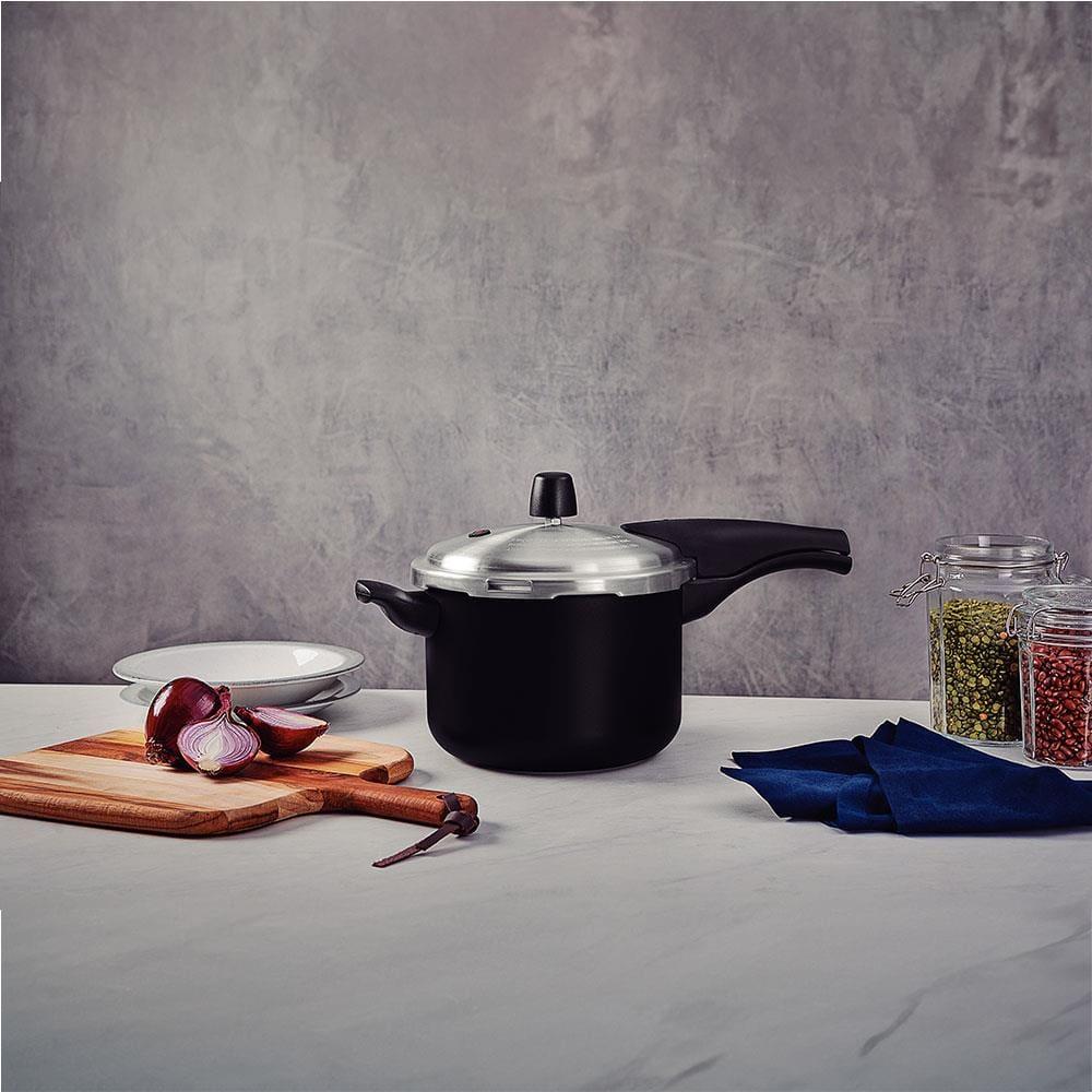 Panela de Pressão Tramontina 4,5 Litros Vancouver Effect Revestimento Antiaderente Starflon Max Preto - 2