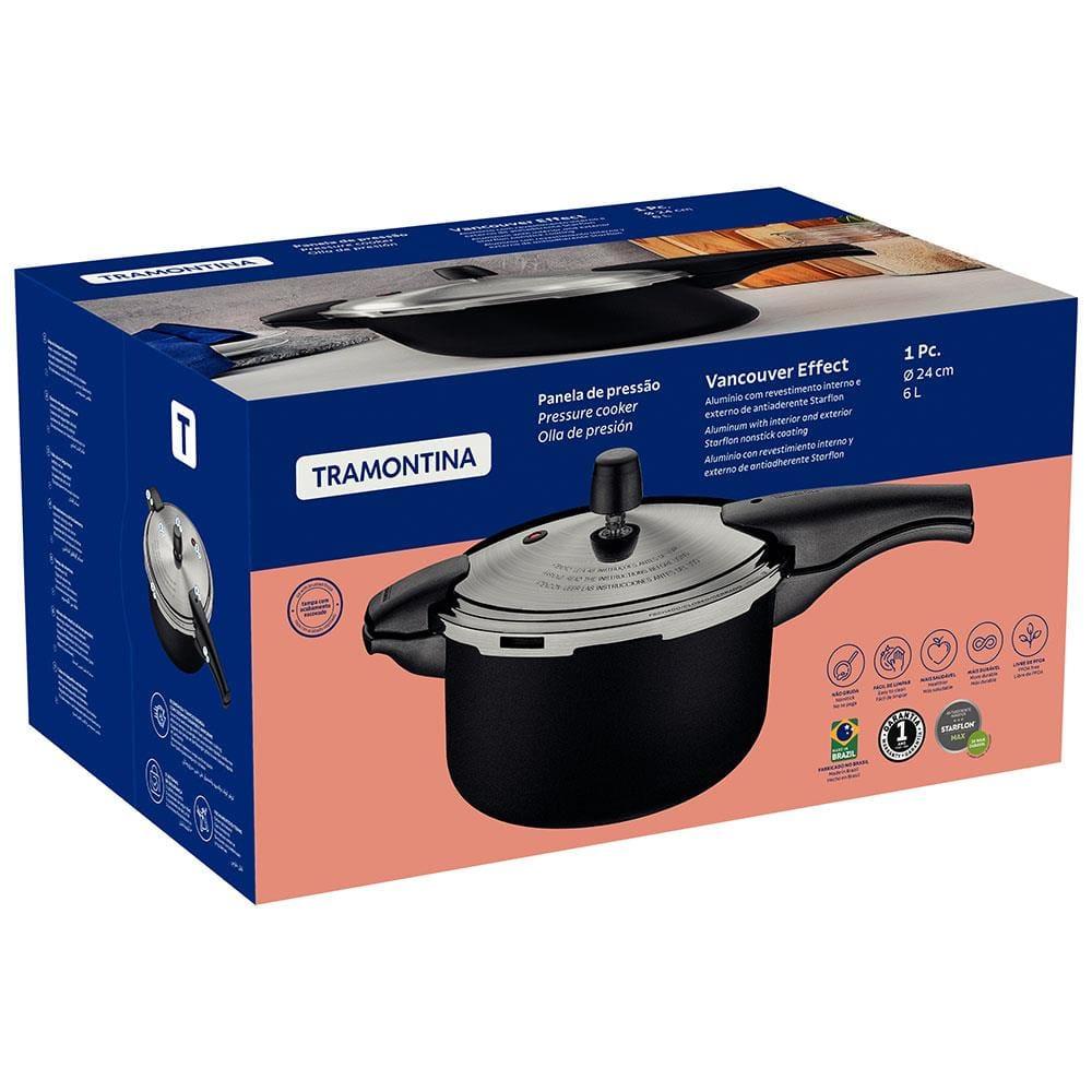 Panela de Pressão 6 L Tramontina Vancouver Effect em Alumínio com Revestimento Antiaderente Starflon Max - Preto - 4