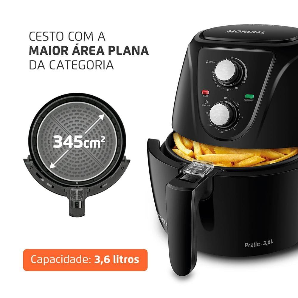 Fritadeira Elétrica Air Fryer Mondial AF-36-FB Pratic 3,6L Lâmpada Piloto Aviso Sonoro Preta - 2