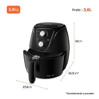 Fritadeira Elétrica Air Fryer Mondial AF-36-FB Pratic 3,6L Lâmpada Piloto Aviso Sonoro Preta - 9