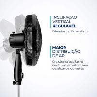 Ventilador de Coluna 40cm Mondial Super Power VSP40C 6 Pás 3 Velocidades Preto/Prata - 5