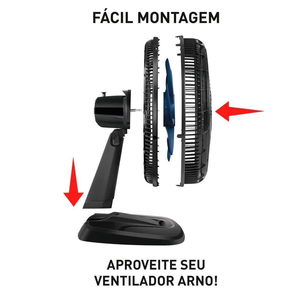 Ventilador de Mesa Arno Xtreme Force Breeze VB50 50cm com 3 Velocidades e 6 Pás - Preto - 4