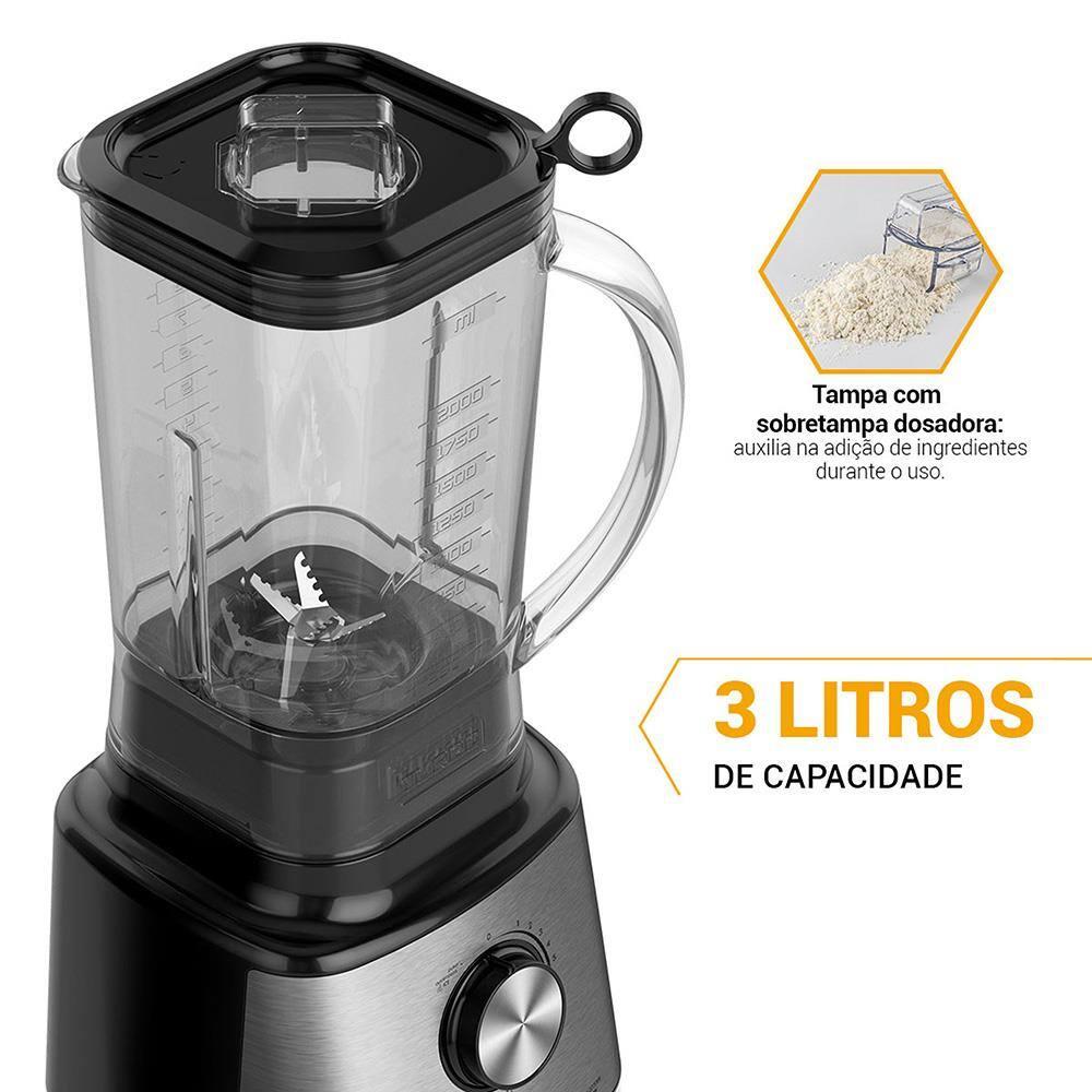 Liquidificador Philco PLQ2100PI Turbo Preto 1400W com 12 Velocidades - Preto/Inox - 9