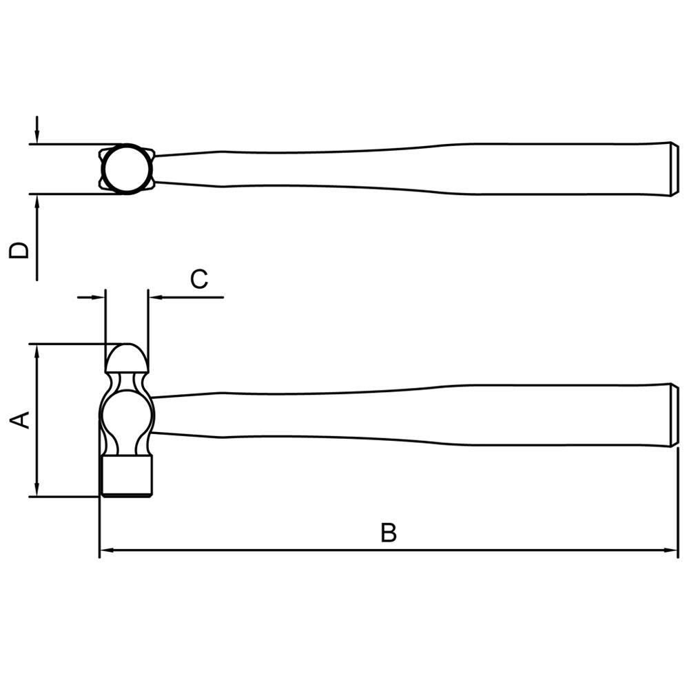 Martelo Bola Tramontina com Cabo de Madeira - 200G - 2