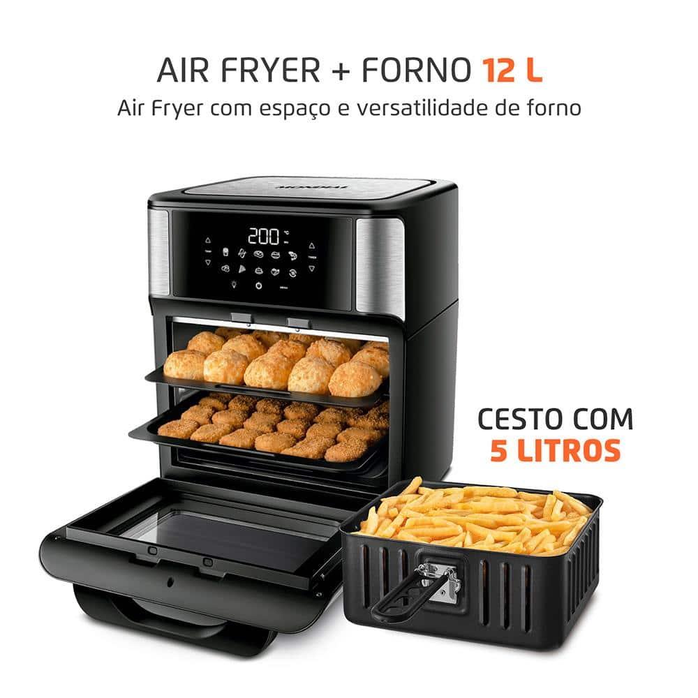 Fritadeira Elétrica Sem Óleo Air Fryer Oven 2 em 1 Mondial AFON-12L-BI 12L Digital – Preta/Inox - 2