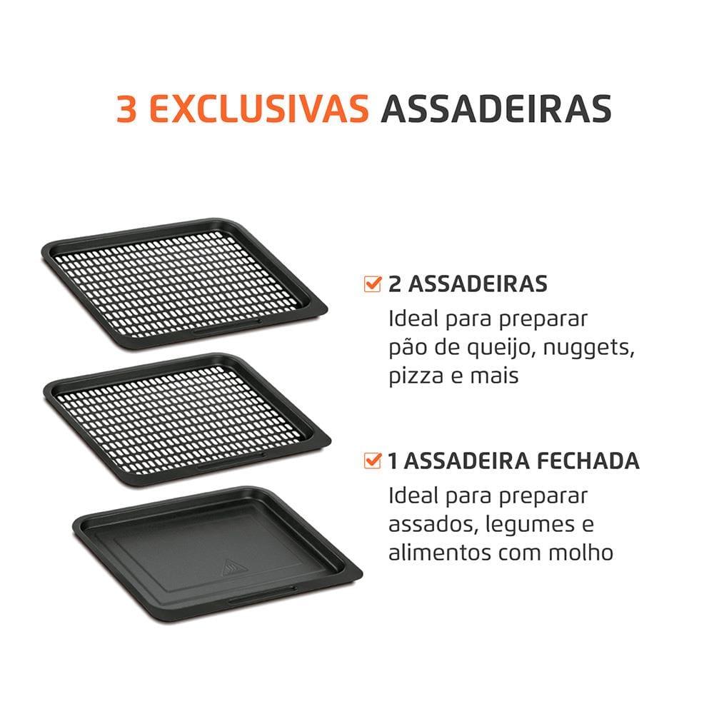 Fritadeira Elétrica Sem Óleo Air Fryer Oven 2 em 1 Mondial AFON-12L-BI 12L Digital – Preta/Inox - 3