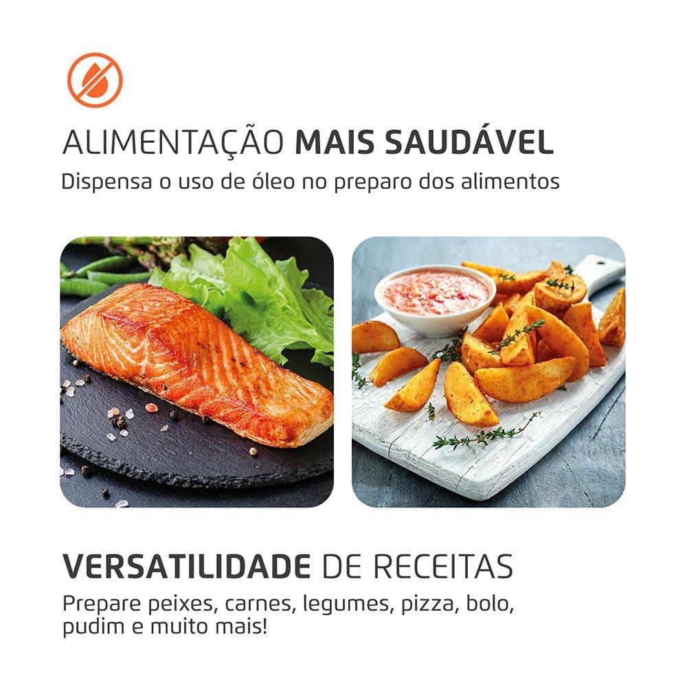 Fritadeira Elétrica Sem Óleo Air Fryer Oven 2 em 1 Mondial AFON-12L-BI 12L Digital – Preta/Inox - 6