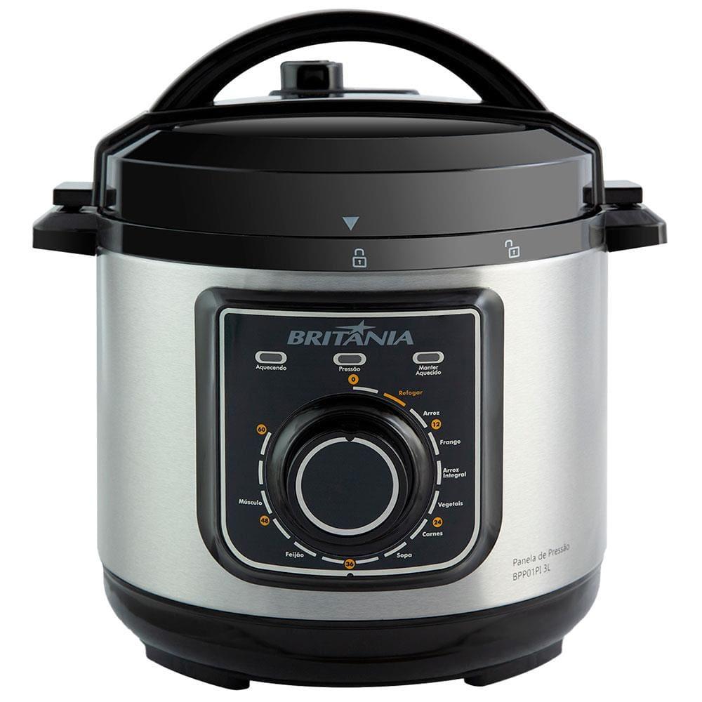Panela Elétrica de Pressão Multifuncional Britânia BPP01PI 3L – Preta/Inox - 1