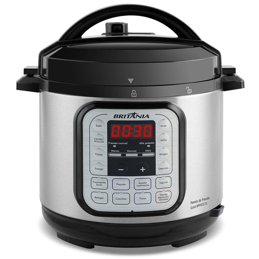 Panela Elétrica de Pressão Britânia BPP02G com Revestimento Gold 5L – Preta/Inox - 1