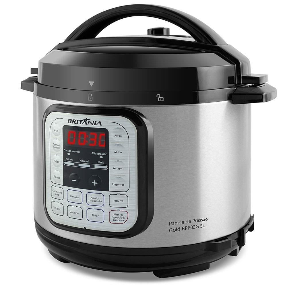 Panela Elétrica de Pressão Britânia BPP02G com Revestimento Gold 5L – Preta/Inox - 2