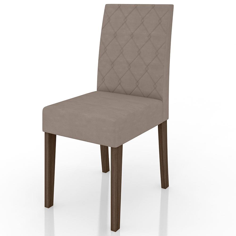 Mesa de Jantar Retangular Poliman Kate com Tampo de Vidro e 4 Cadeiras Revestidas em Suede - 4