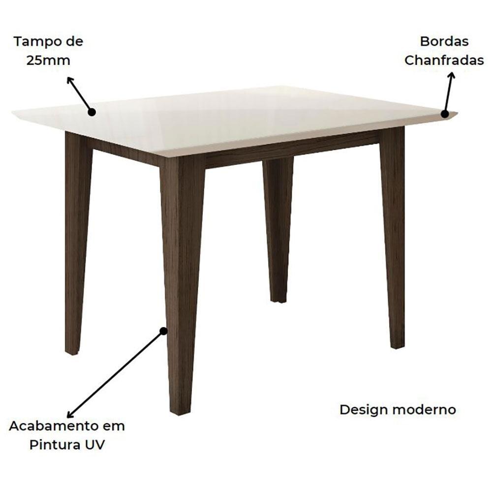 Mesa de Jantar Retangular Poliman Kate com Tampo de Vidro e 4 Cadeiras Revestidas em Suede - 5