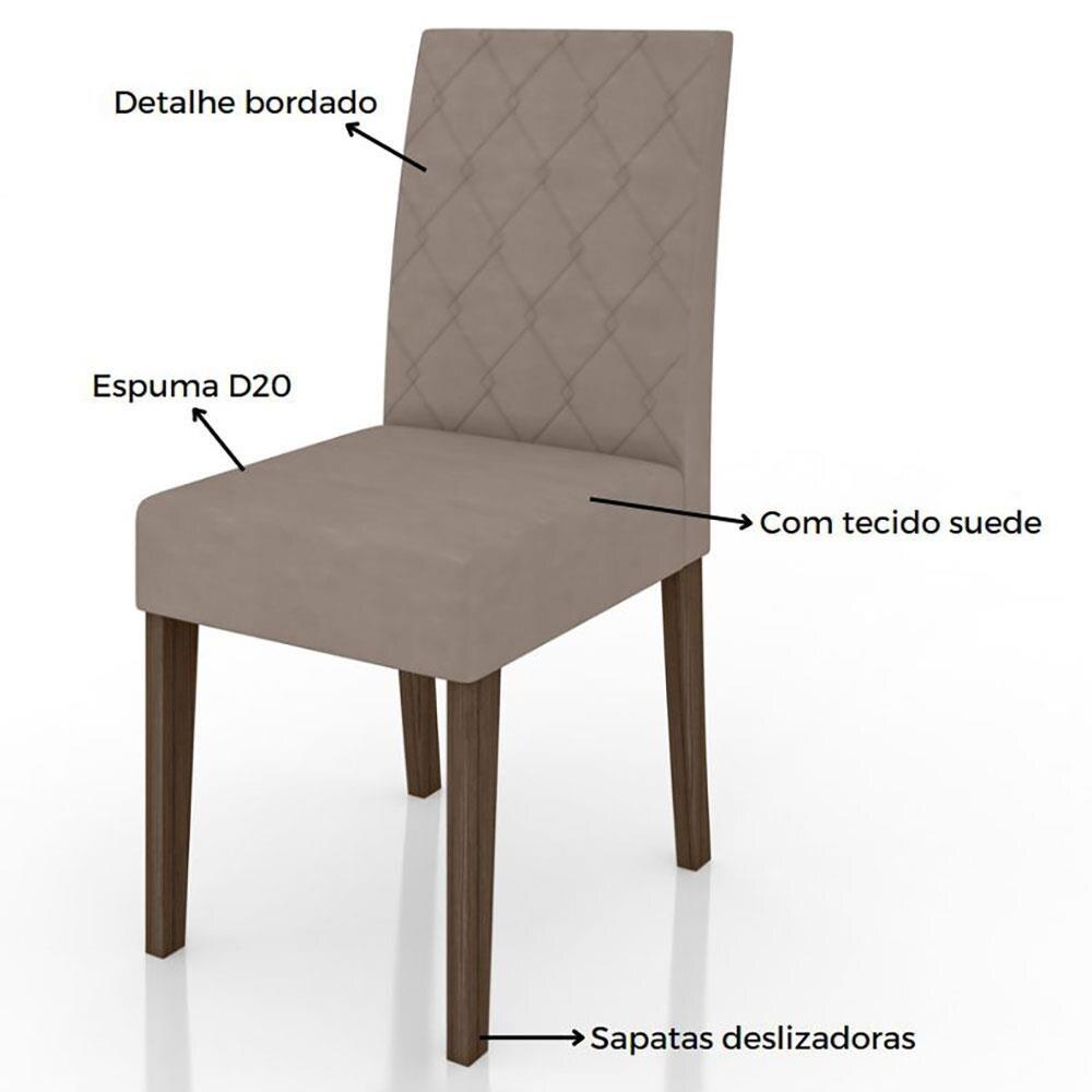 Mesa de Jantar Retangular Poliman Kate com Tampo de Vidro e 4 Cadeiras Revestidas em Suede - 6