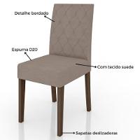 Mesa de Jantar Retangular Poliman Kate com Tampo de Vidro e 4 Cadeiras Revestidas em Suede - 6