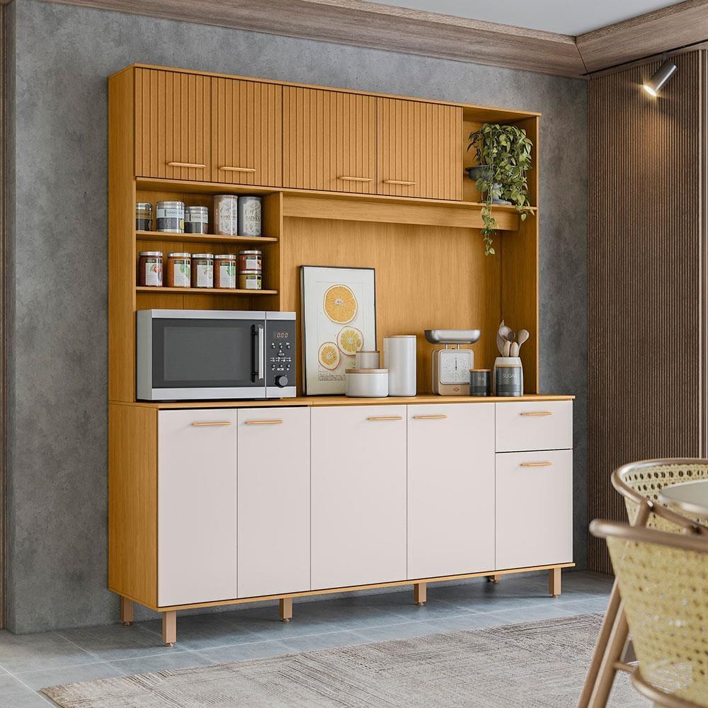 Cozinha Compacta Poliman Nuria com 9 Portas, 1 Gaveta e 4 Prateleiras - 180cm de largura - 1