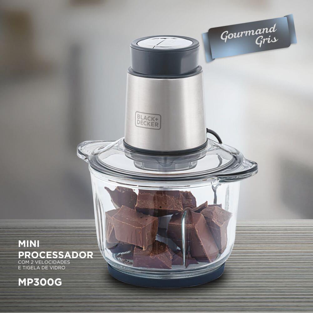 Miniprocessador de Alimentos Black Decker MP300G Antiaderente em Inox, Modo de 2 ou 4 Lâminas com 2 Velocidades - 300W - 8